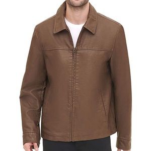 Dockers Men's Faux Leather Jacket Brown Size M